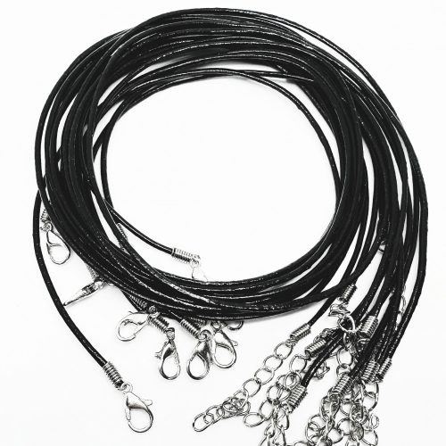 Hengeres bőr nyaklánc alap 1,5mm fekete #2944