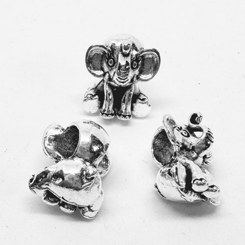 Tibeti gyöngy köztes ezüst szín elefánt #3117