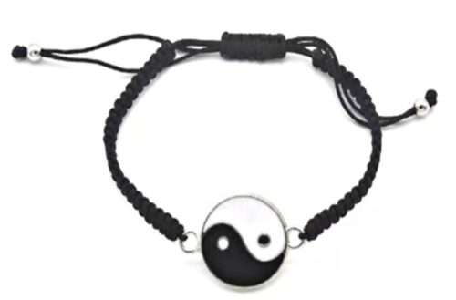 Yin-yang poliamid makramé szerencsehozó karkötő #4487-041