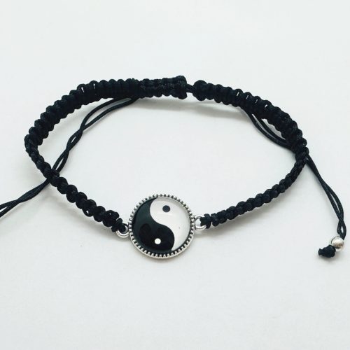 Yin-yang poliamid makramé szerencsehozó karkötő #4490-041