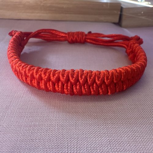 Piros szatén makramé szerencsehozó karkötő #4493-032