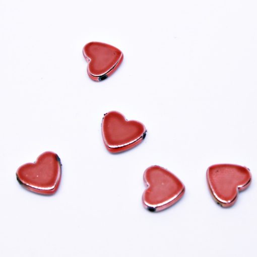 Hematit szív köztes piros szín #981